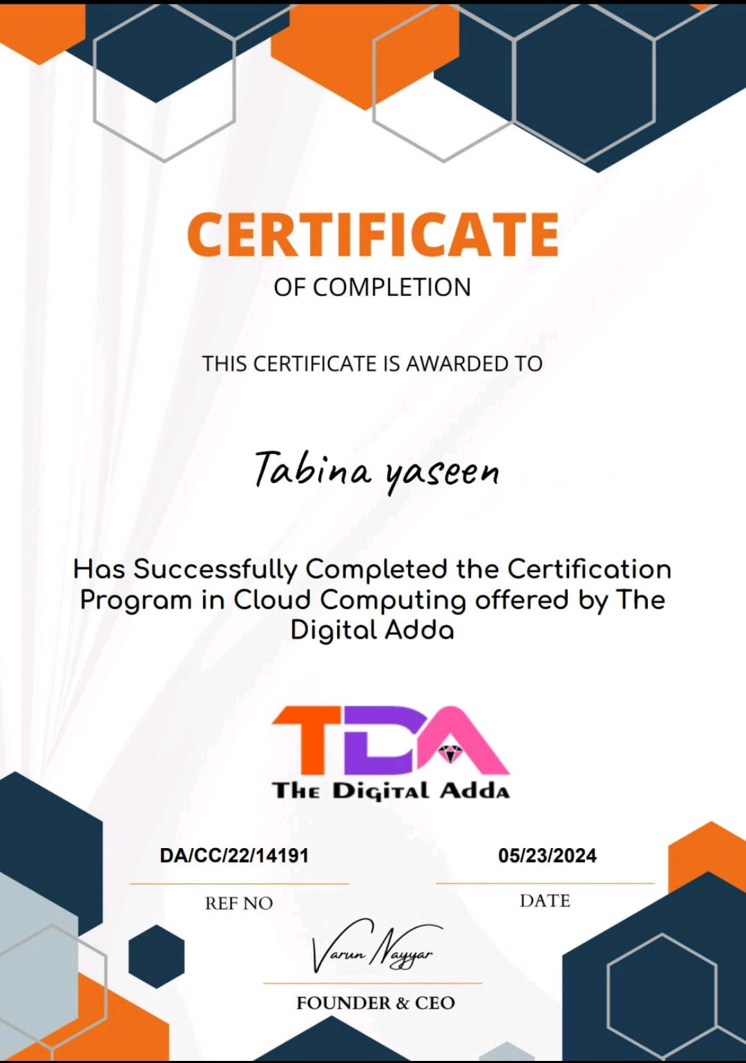 Certificate 1